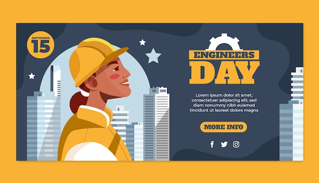 Flat banner template for engineers day celebration