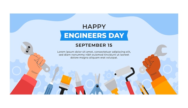 Flat banner template for engineers day celebration