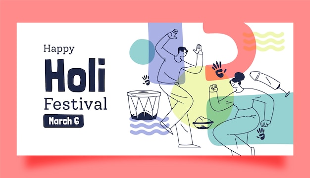 Modello di banner piatto per la celebrazione del festival holi