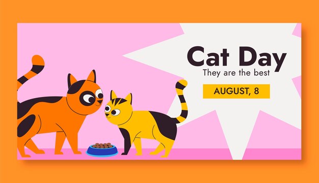 Flat banner template for international cat day celebration