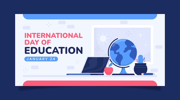 Flat banner template for international day of education celebration