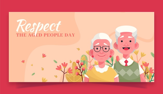 Free vector flat banner template for respect for the aged day