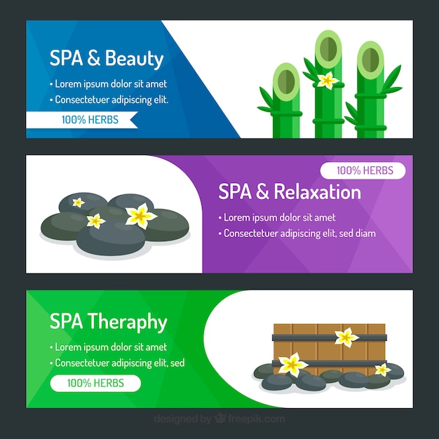 Бесплатное векторное изображение Плоские баннеры для спа-салона