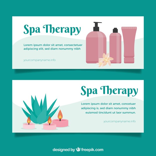 Free vector flat banners for a spa salon