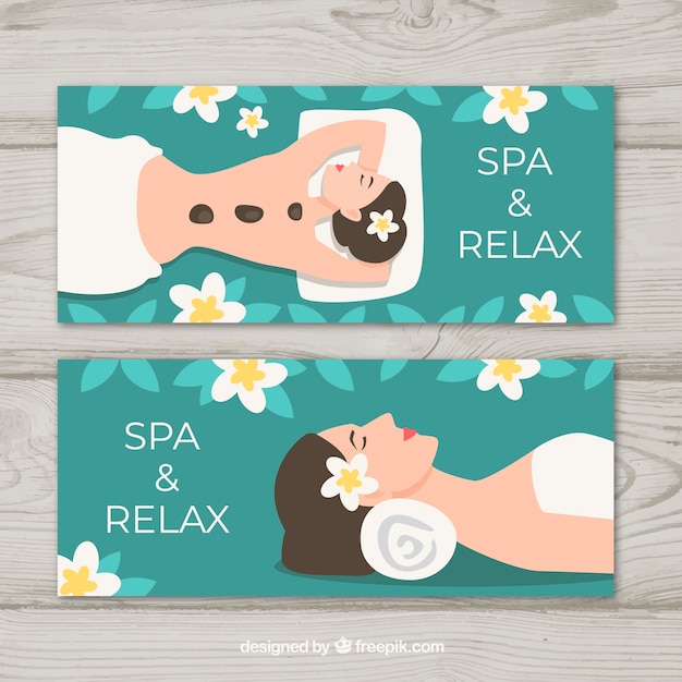 Free vector flat banners for a spa salon