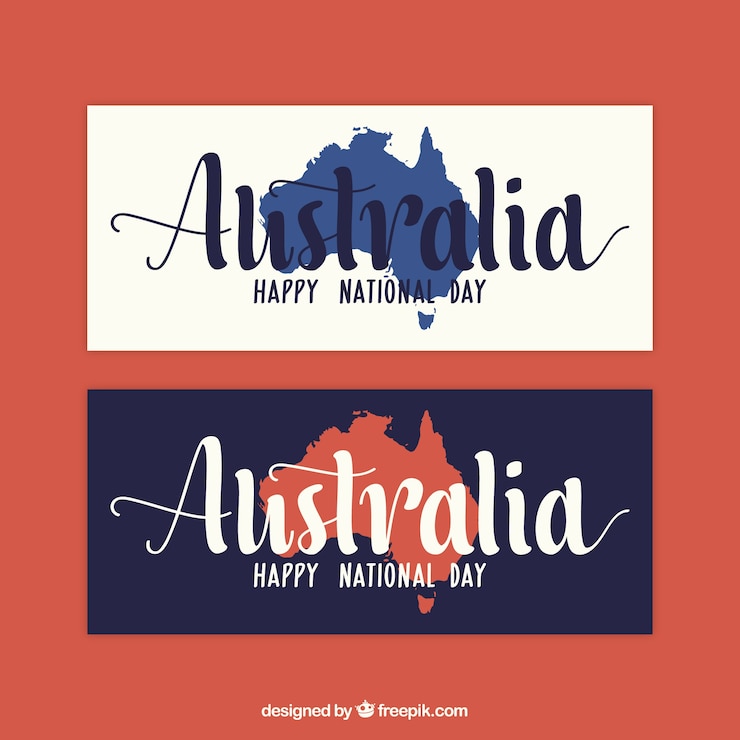 Free Vector flat banners with australia map 