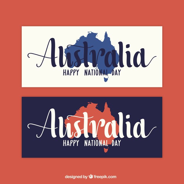 Flat banners with australia map 