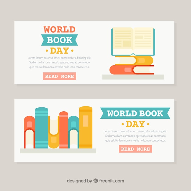 Free vector flat banners for the world book day