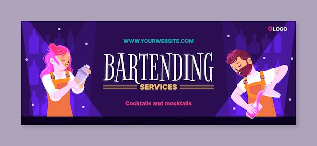 Free vector flat barman social media cover template