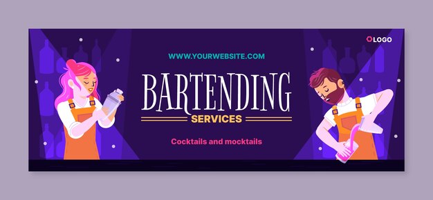 Flat barman social media cover template