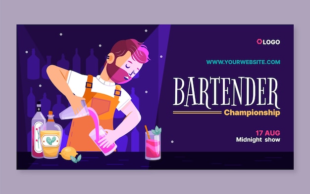 Free vector flat barman social media post template