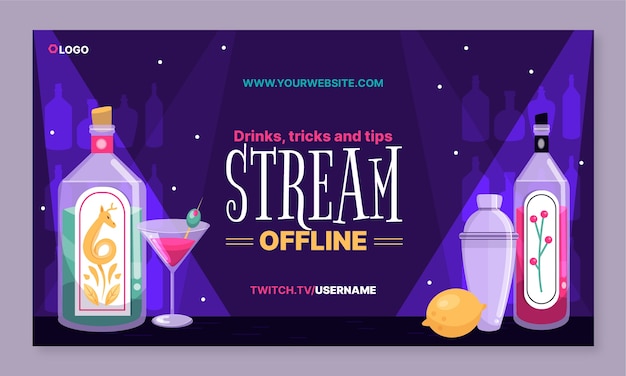 Free vector flat barman twitch background