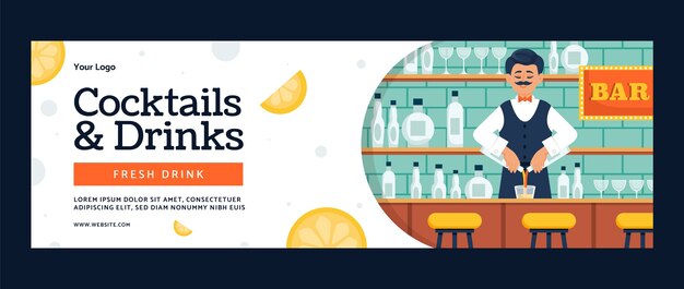 Free vector flat barman twitter header