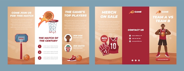 Flat basketball brochure template