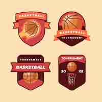 Free vector flat basketball labels collection