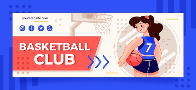 Free vector flat basketball social media cover template