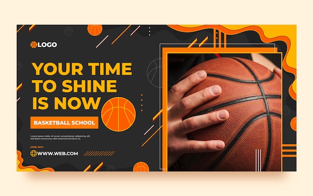 Free vector flat basketball social media post template