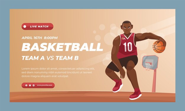 Free vector flat basketball webinar template