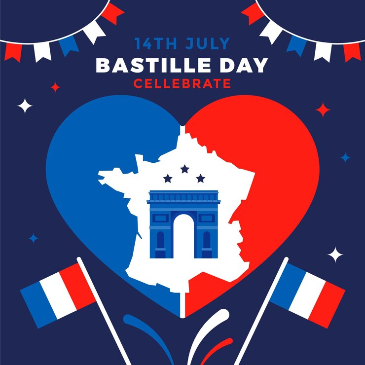 Free Vector flat bastille day illustration
