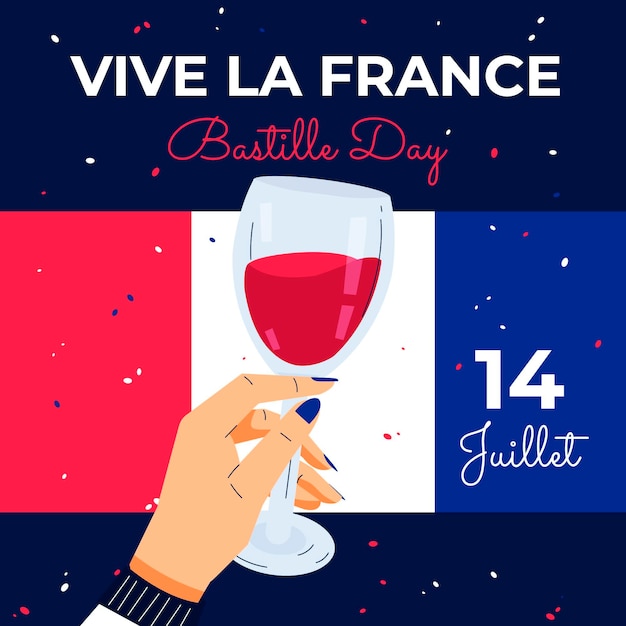 Free vector flat bastille day illustration