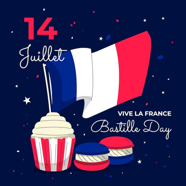 Free vector flat bastille day illustration