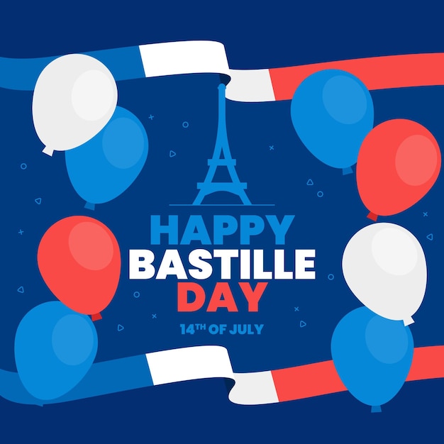 Free vector flat bastille day illustration