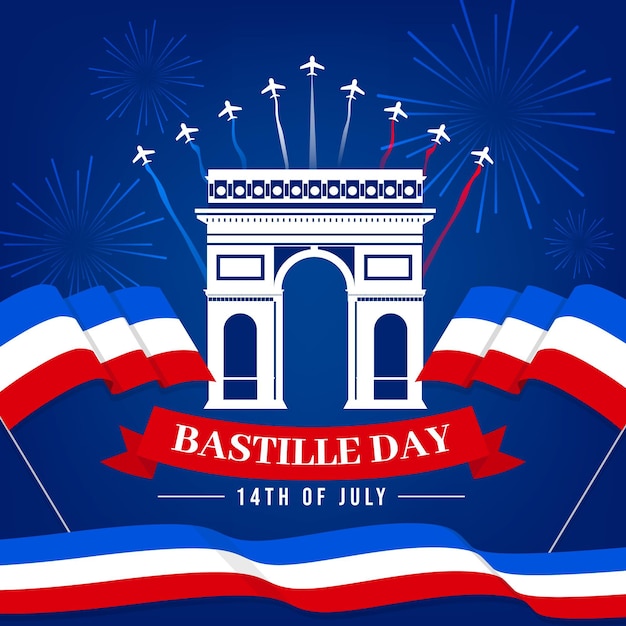 Free vector flat bastille day illustration