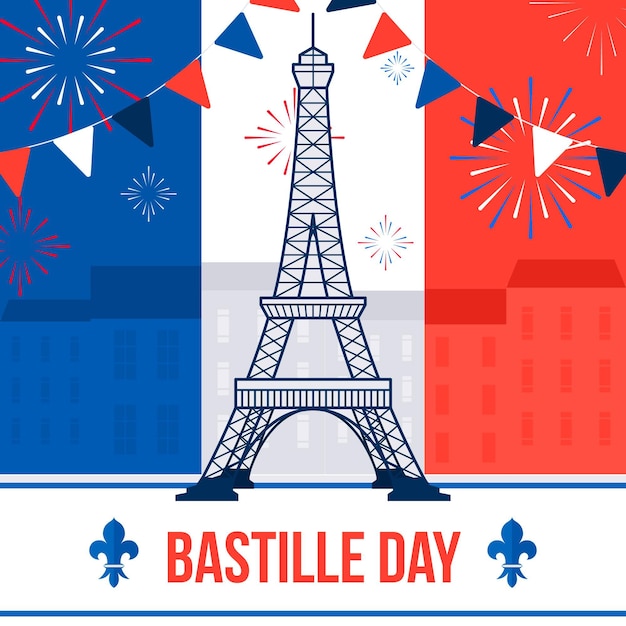 Flat bastille day illustration