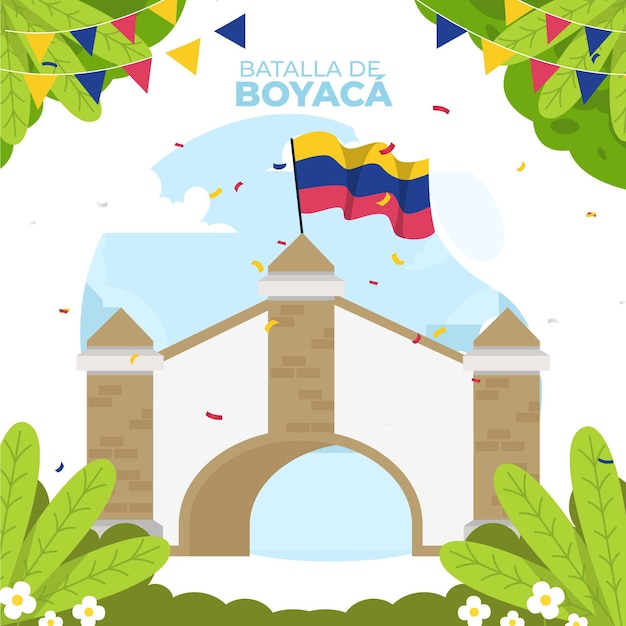 Vettore gratuito piatto batalla de boyaca illustrazione