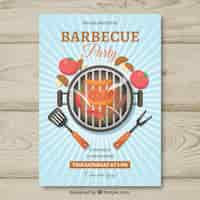 Vettore gratuito modello di invito piatto barbecue