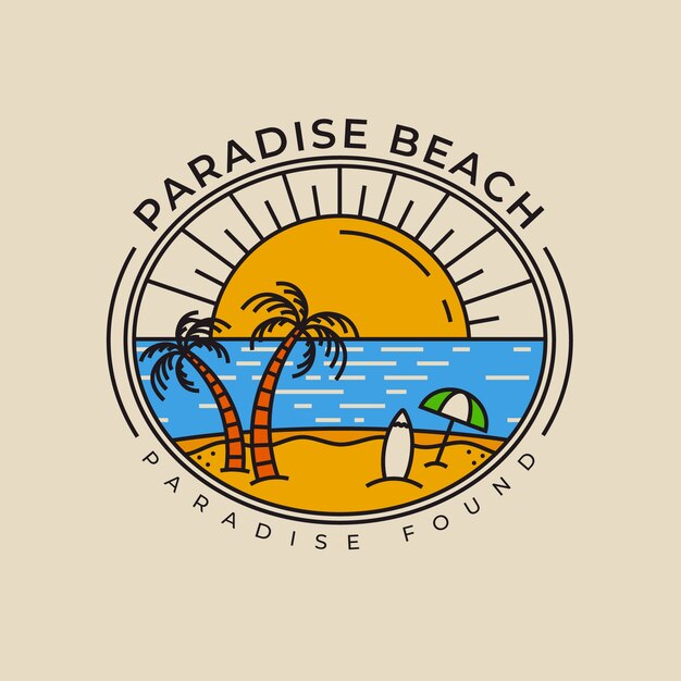 Flat beach logo template