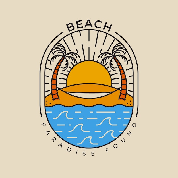 Vettore gratuito modello di logo spiaggia piatta