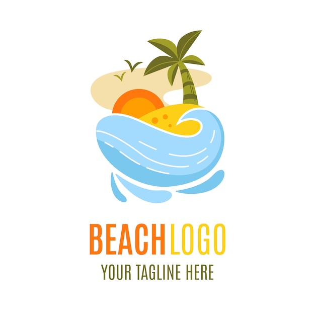 Flat beach logo template