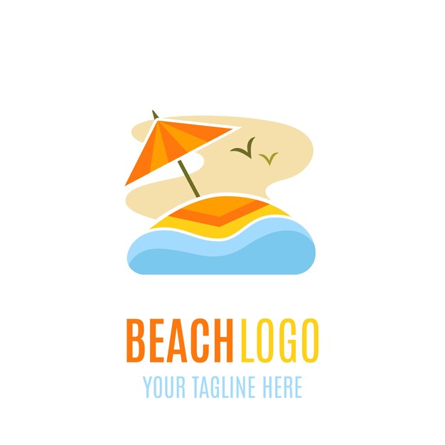 Flat beach logo template