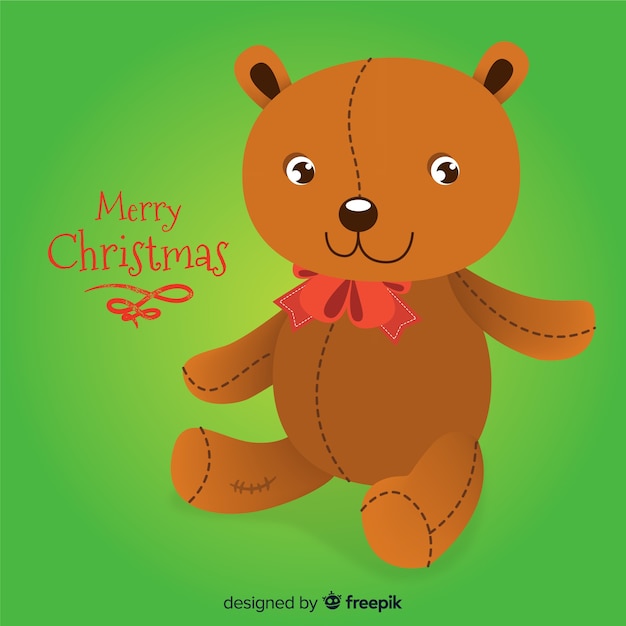 Free vector flat bear christmas background