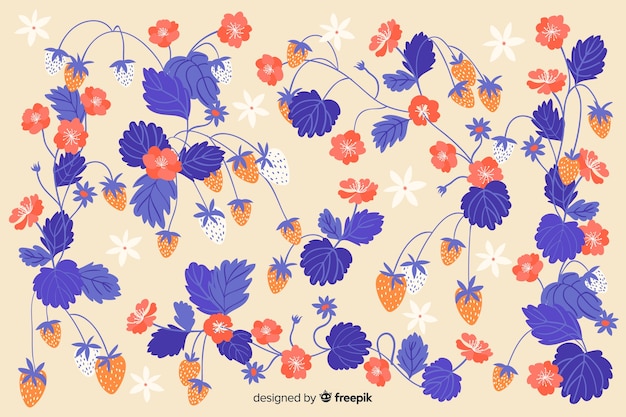 Flat beautiful blue flowers background