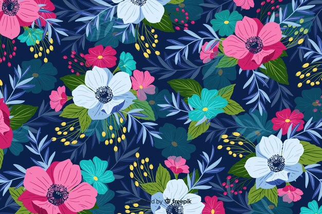 Flat beautiful floral background