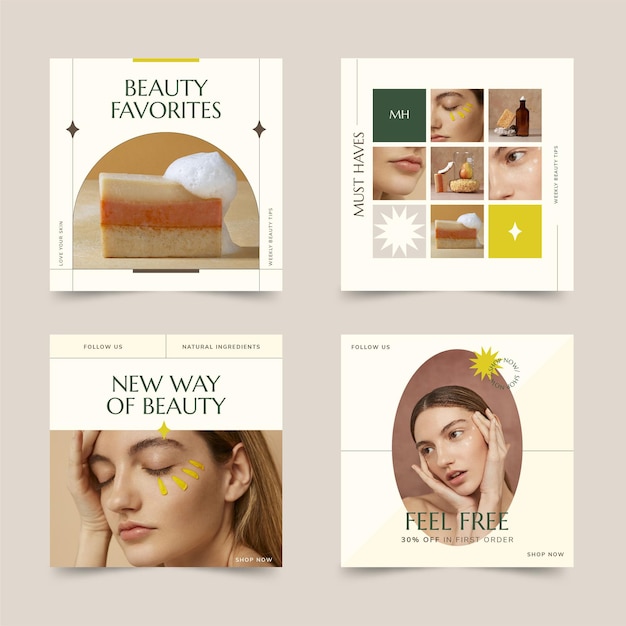 Flat beauty instagram post collection