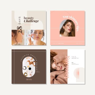 Premium Vector | Flat beauty instagram post collection