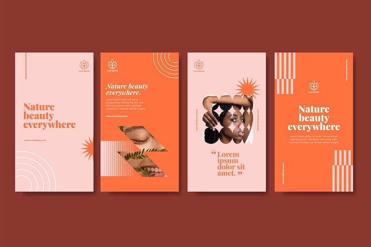 Free Vector flat beauty instagram stories collection