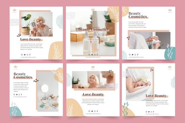 Flat beauty instagram story collection template