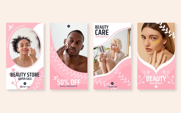 Flat beauty instagram story collection template