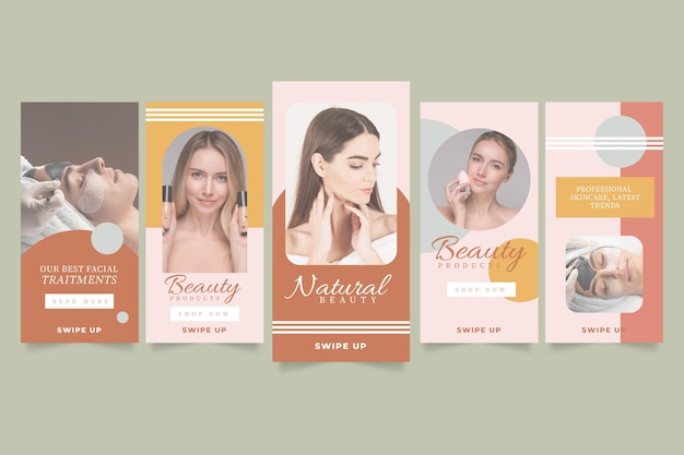 Flat beauty instagram story pack