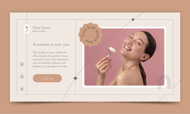 Free vector flat beauty salon horizontal sale banner template