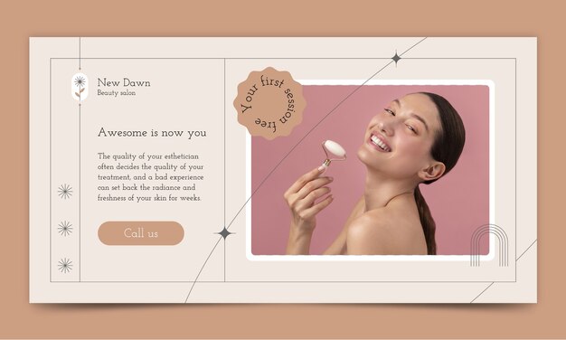 Flat beauty salon horizontal sale banner template