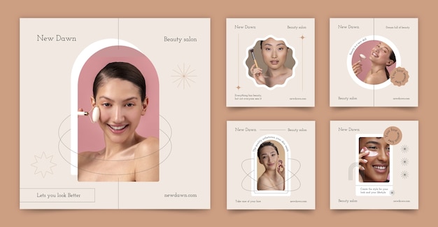 Flat beauty salon instagram posts collection