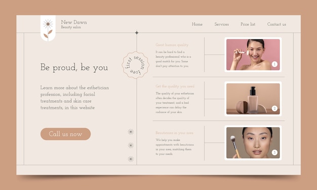 Free vector flat beauty salon landing page template