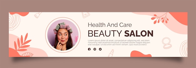 Flat beauty salon linkedin banner template