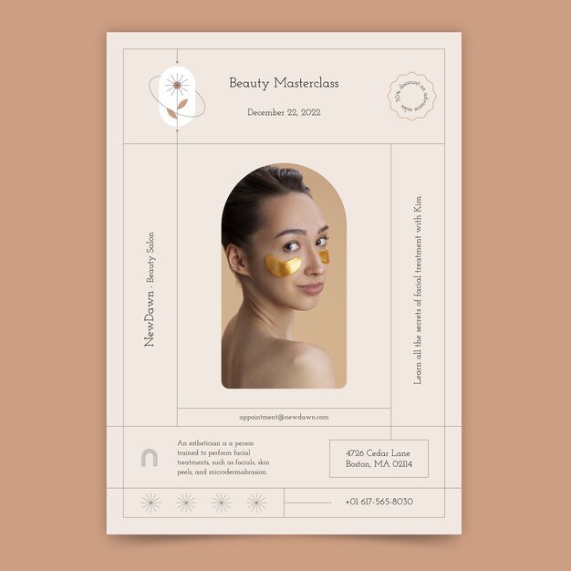 Flat beauty salon vertical poster template