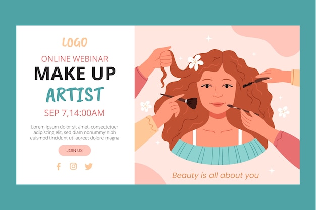 Flat beauty salon webinar template